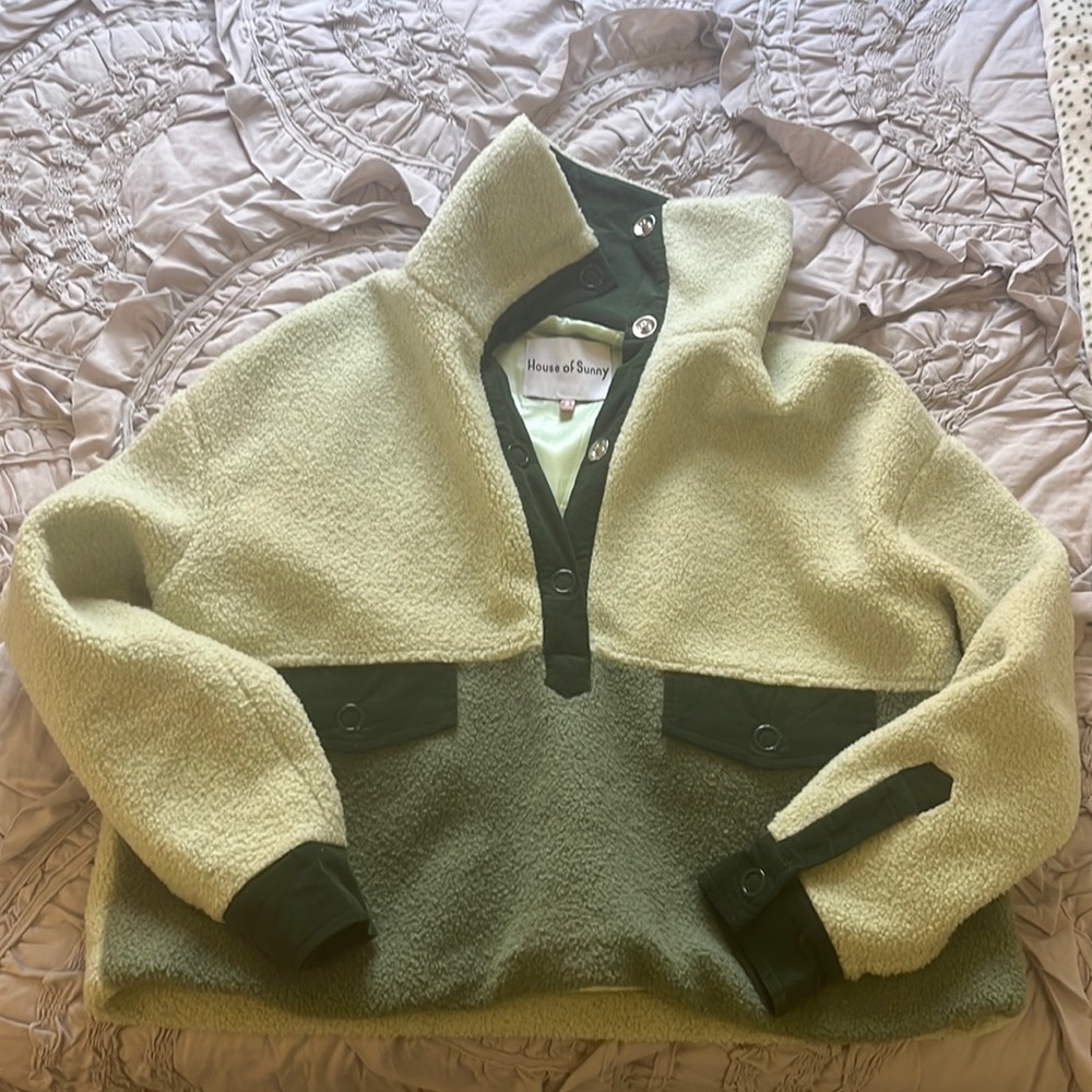 House of Sunny Green Fleece Pullover